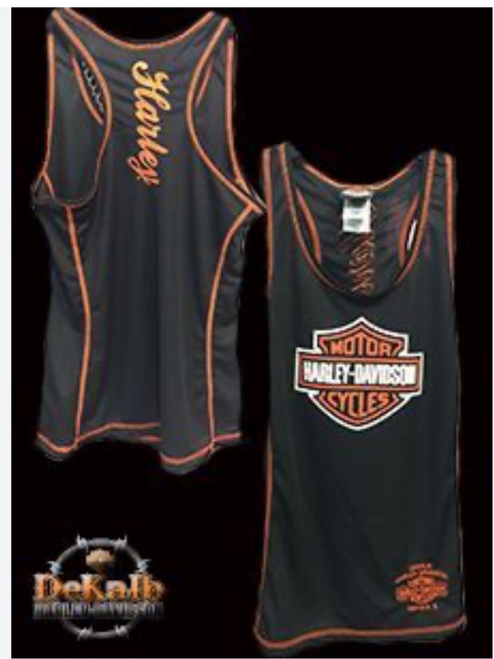 Harley-Davidson Black Tank Top with Orange Logo Trim